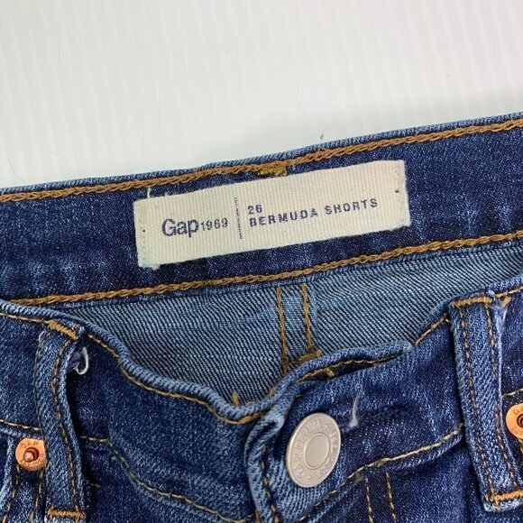 Gap 1969 Shorts Size 26 Blue Denim Bermuda Womens - Picture 2 of 5